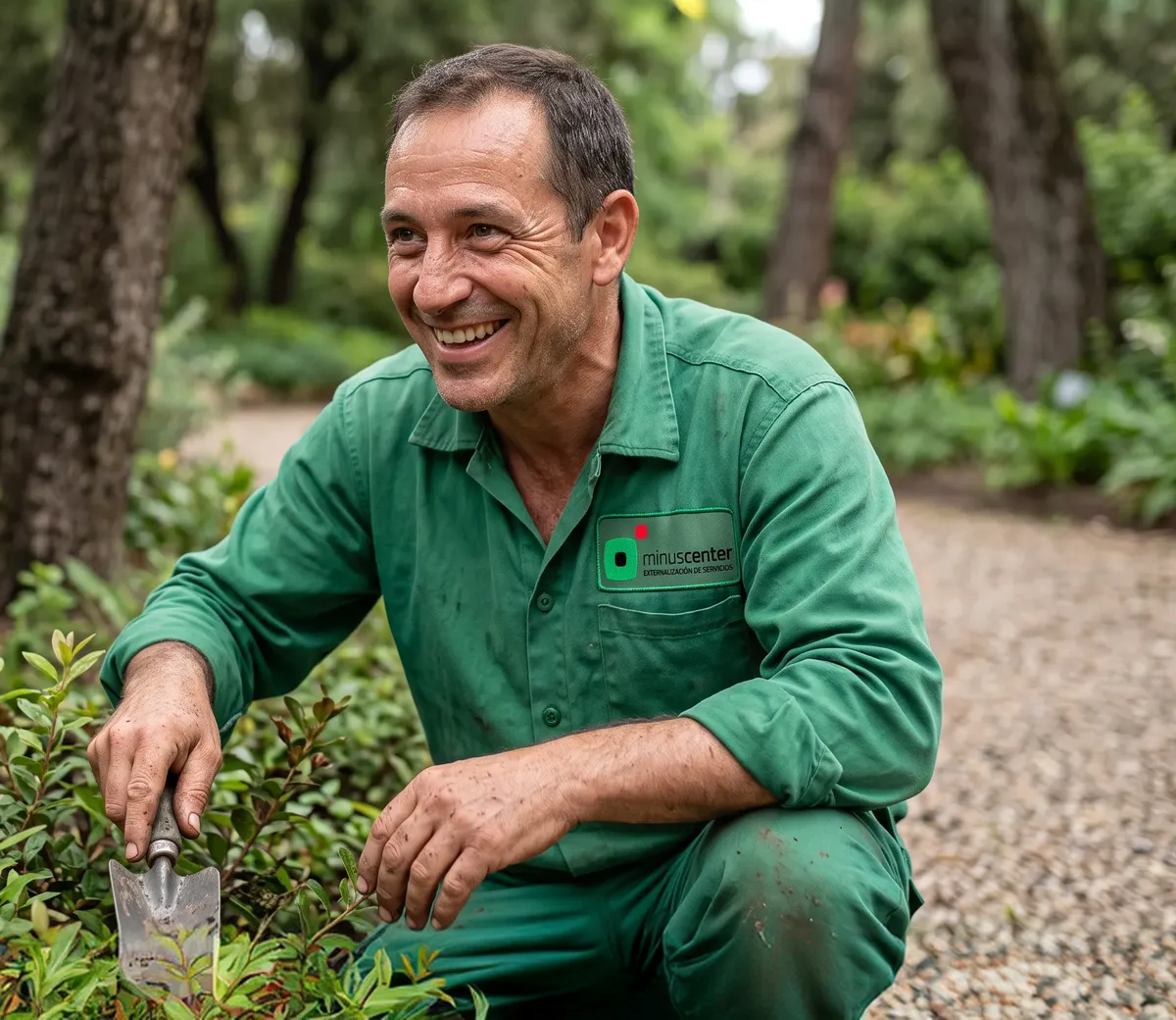 Jardinero de minuscenter trabajando en un parque